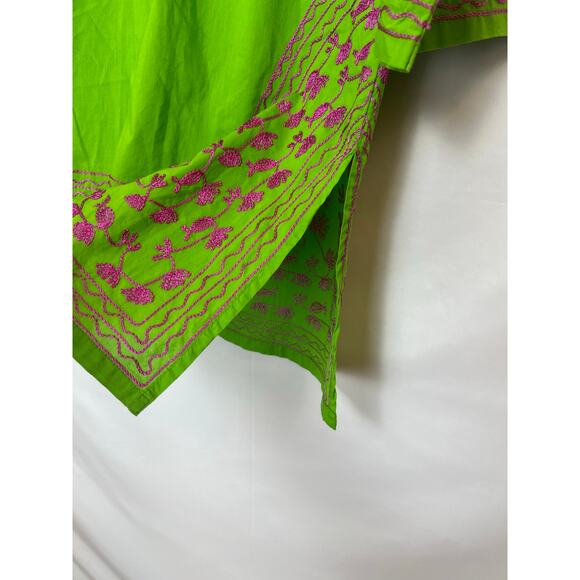 Gretchen Scott Styles Womens S Green Pink Embroidered 3/4-Sleeve Lightweight Top - Picture 8 of 9